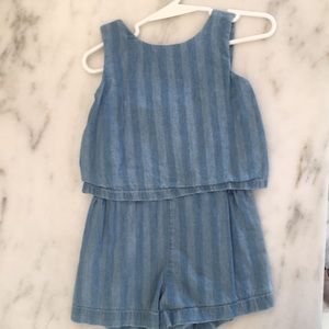 Girls denim romper
